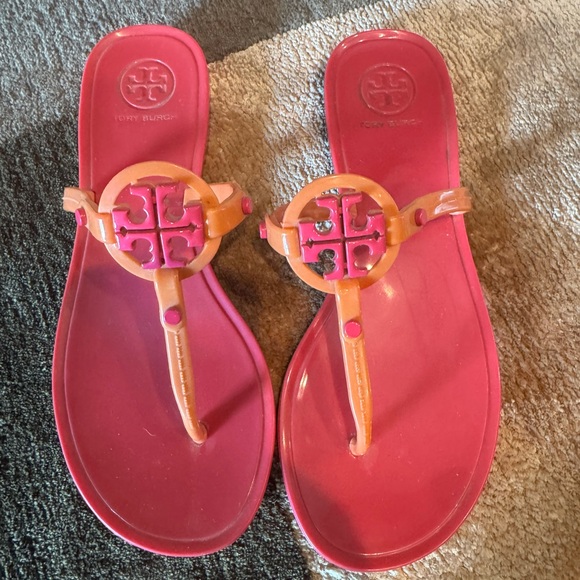 Tory Burch Vibrant Pink and Orange Sandals - Picture 2 of 3